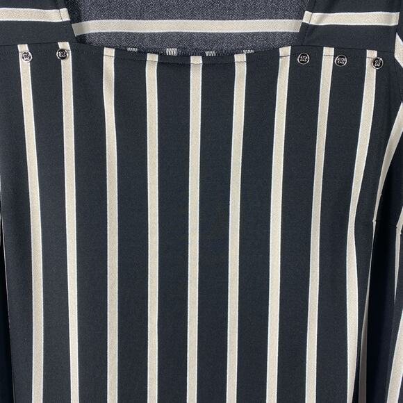 Adrianna Papell Square Neck Top Shirt Plus Sz 1X Black Tan Stripes Office Work - Picture 9 of 10